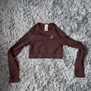 Gymshark Vital Seamless Long Sleeve Crop Top Brown Marl